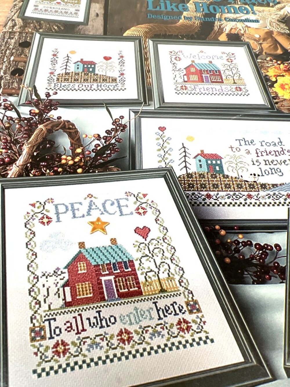 RARE Theres No Place Like Home Cross-Stitch Pattern Book By Sandra Cozzolino